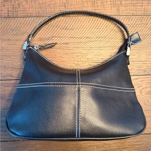 Liz Claiborne Black Mini Bag with White Stitching